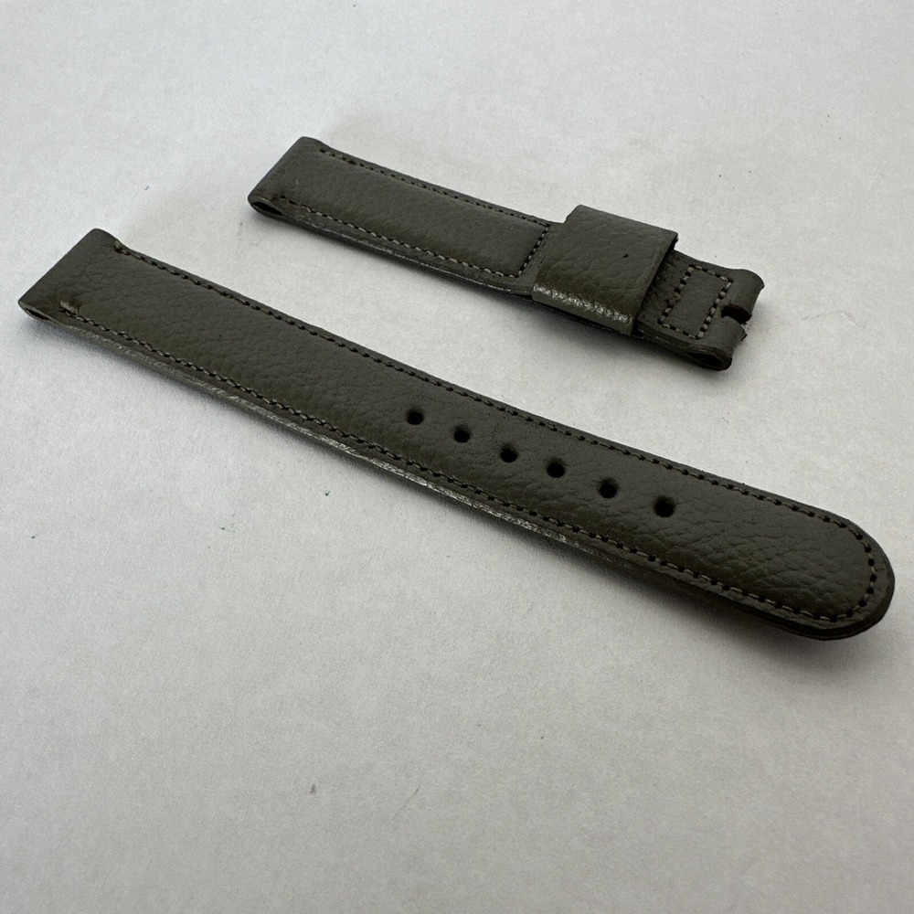 Champion Olive Green Buffalo Calf Leather Watch Strap Band Hand Finished Vintage